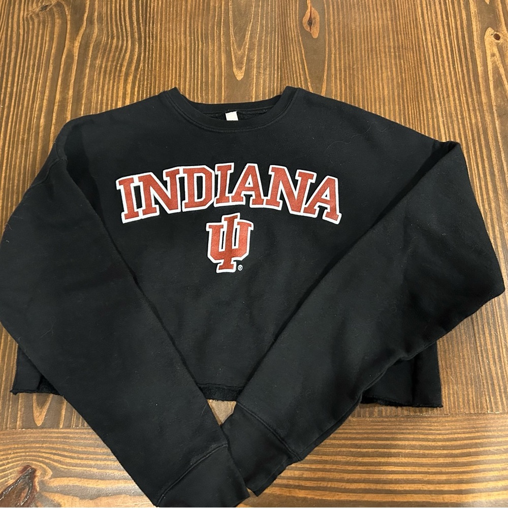 Indiana University Hoosiers Black Cropped Sweatshirt